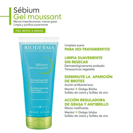 BIODERMA Sébium Gel Moussant, Gel Limpiador Anti-Imperfecciones