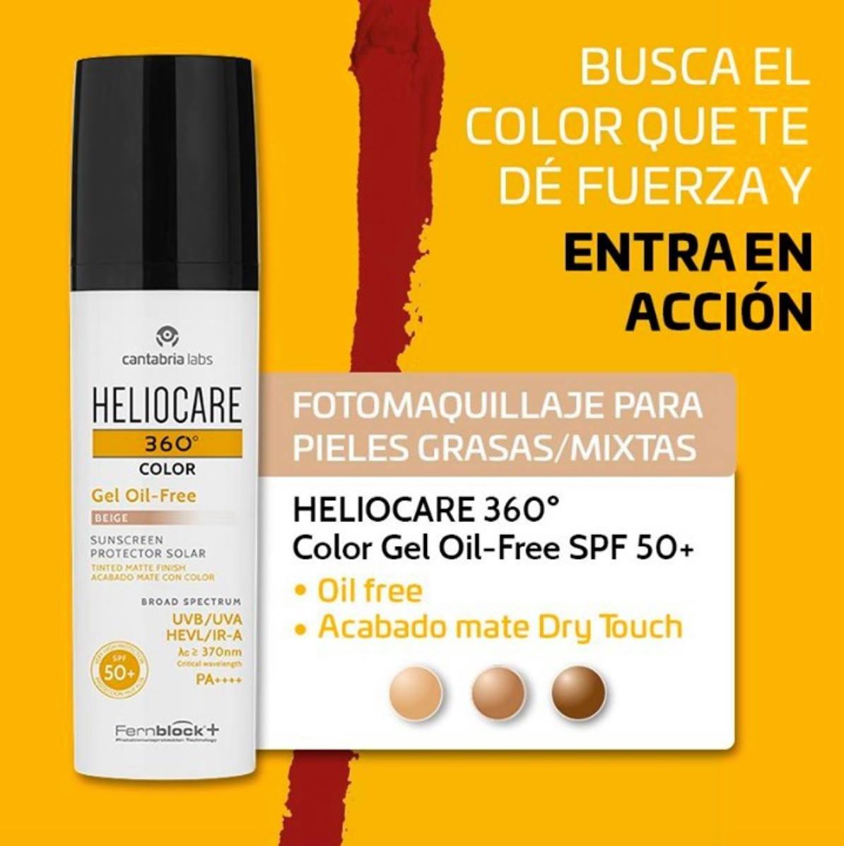 CANTABRIA LABS HELIOCARE 360º Color Gel Oil-Free Beige, SPF 50+, 50ml