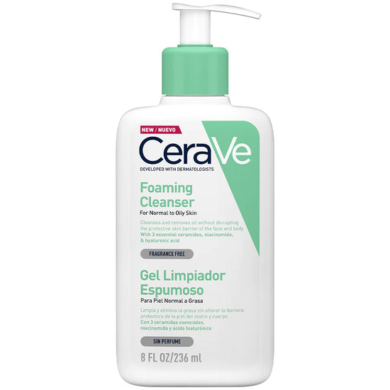 CERAVE Gel Limpiador Espumoso Facial para Piel Normal a Grasa, 236ml