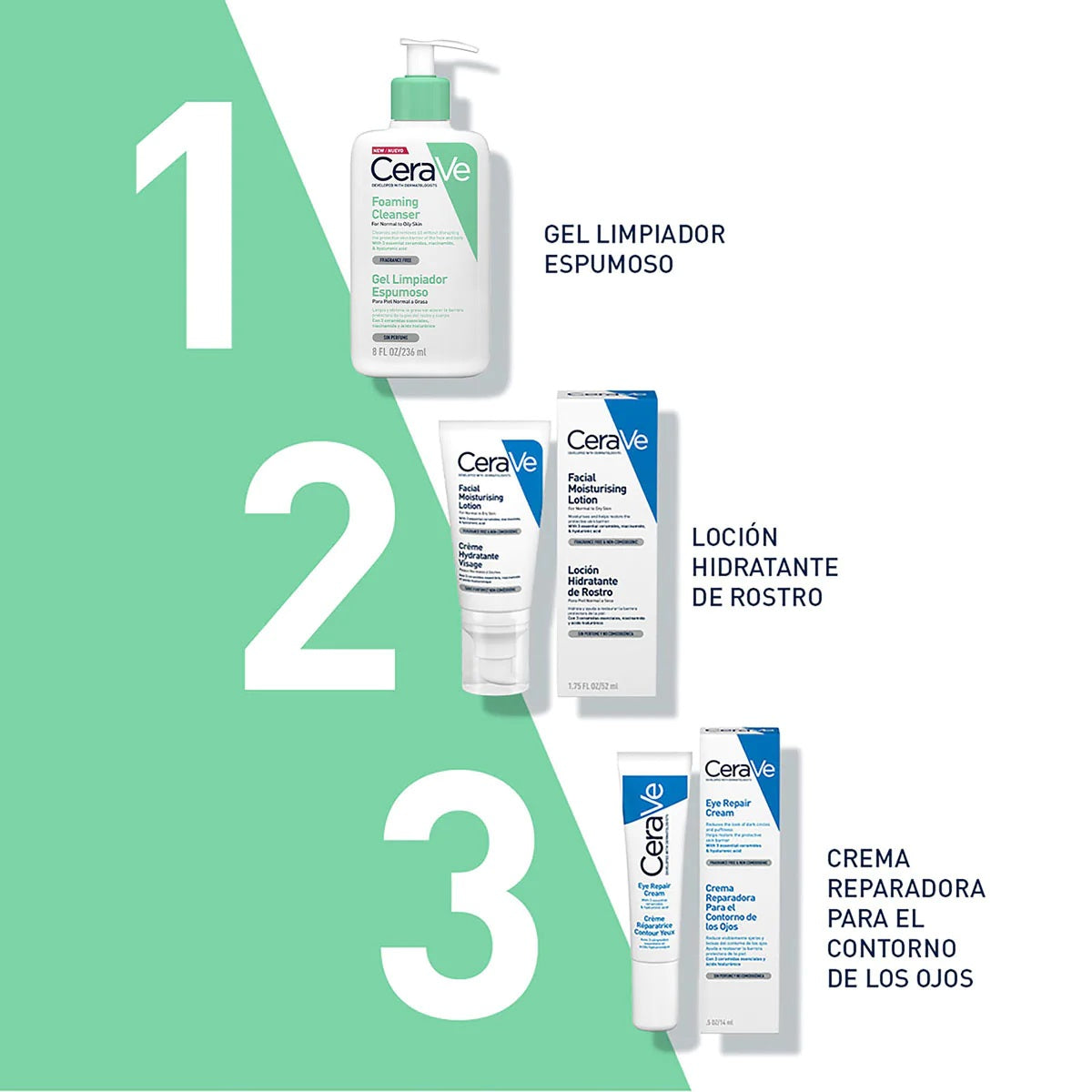 CERAVE Gel Limpiador Espumoso Facial para Piel Normal a Grasa, 236ml