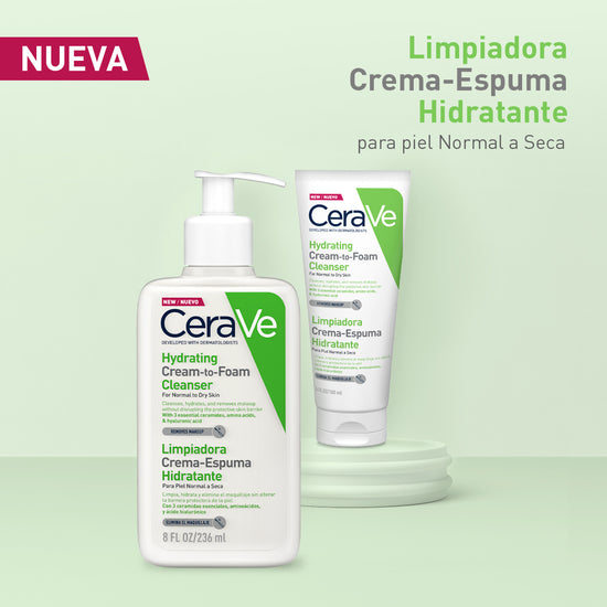 CERAVE Limpiadora Crema Espuma Hidratante Facial, Piel Normal a Seca, 236ml