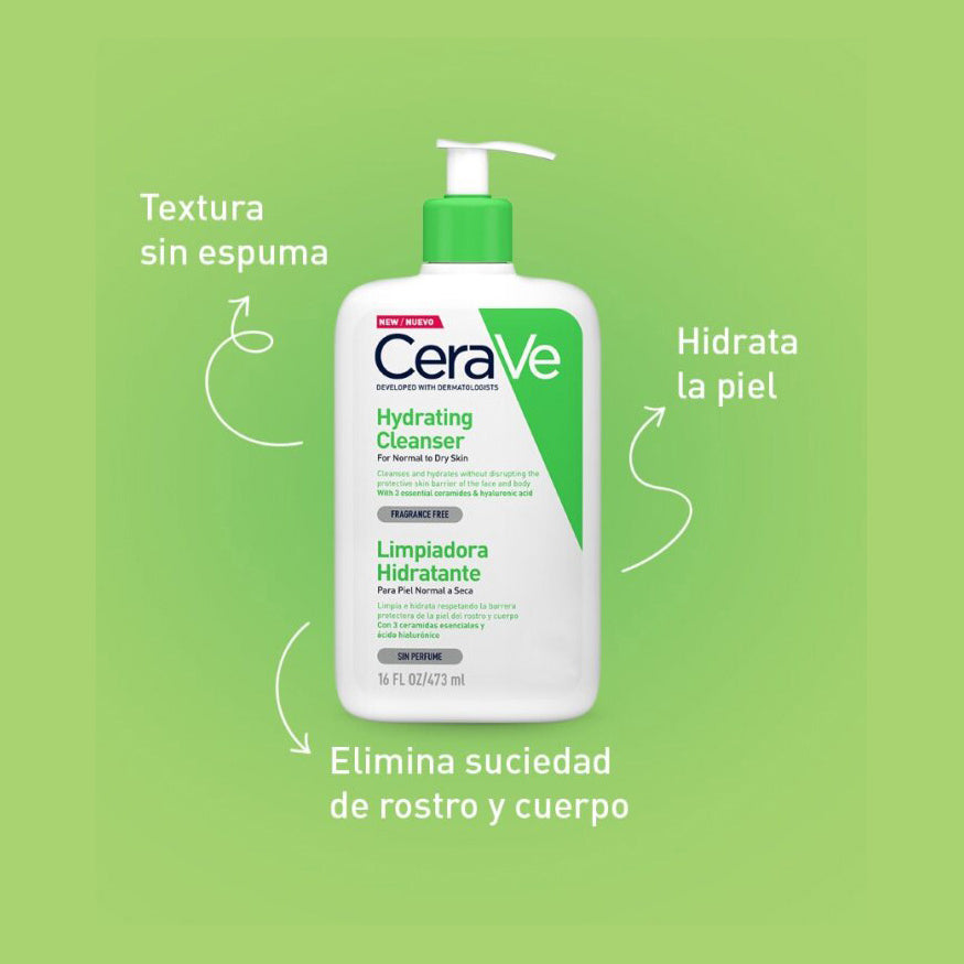 CERAVE Limpiadora Hidratante Facial y Corporal Piel Normal a Seca, 236ml