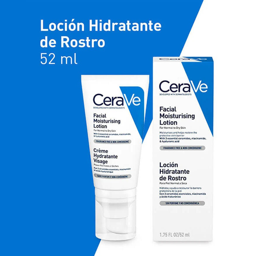 CERAVE Loción Hidratante para el Rostro, Todo tipo de piel, 52ml