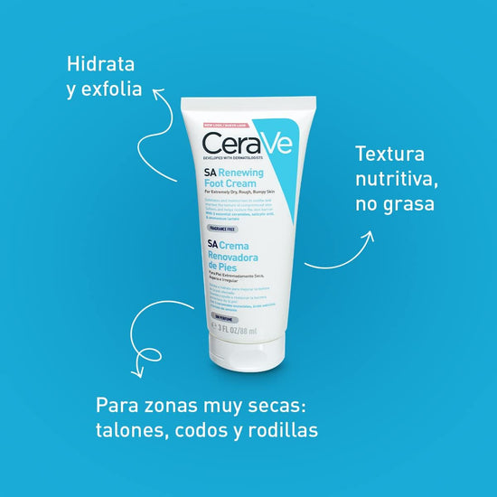 CERAVE SA Crema Renovadora de Pies, Para Piel Extremadamente Seca, 88ml