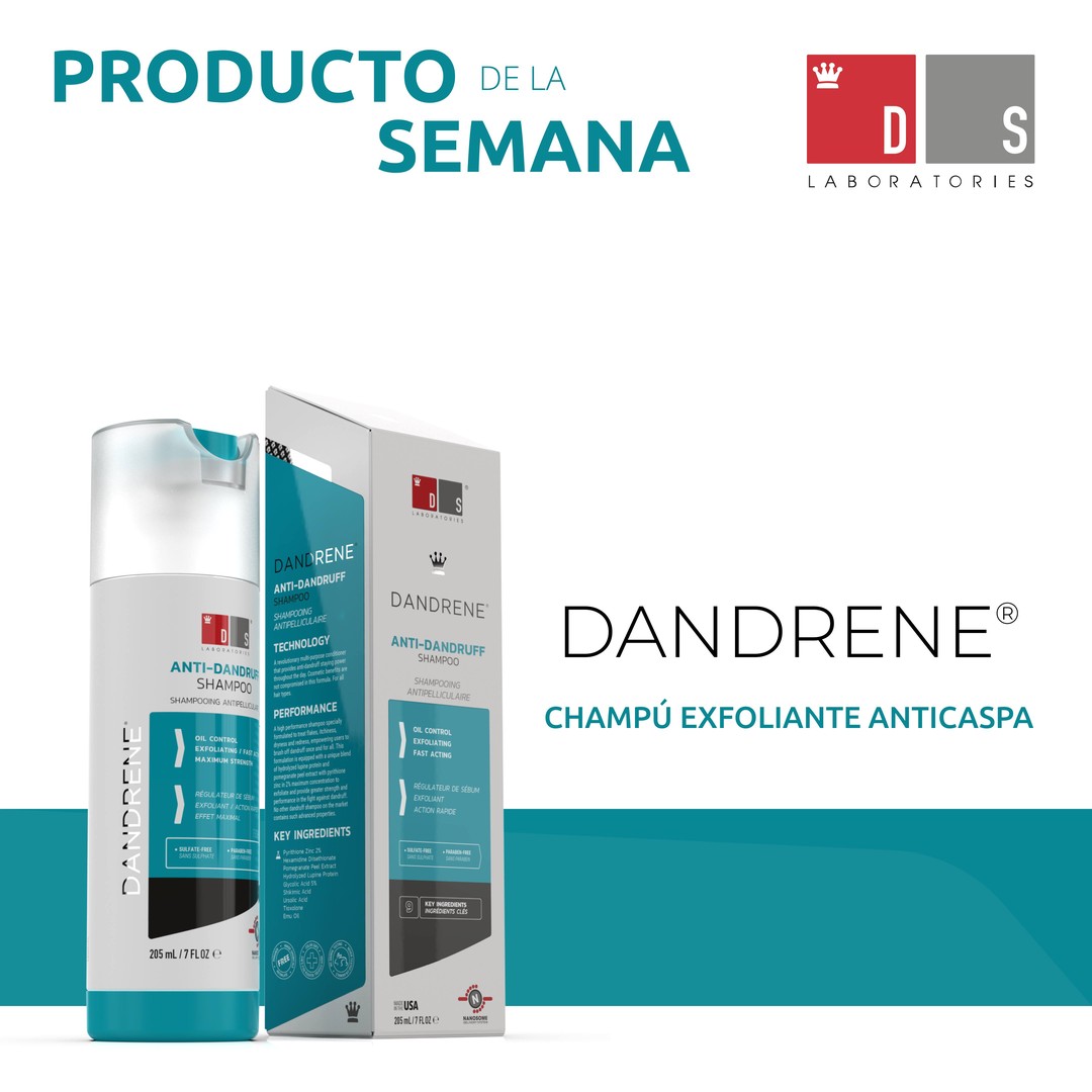 DS LABORATORIES Dandrene Anti-Dandruff Champú Exfoliante Anti-Caspa, 205ml