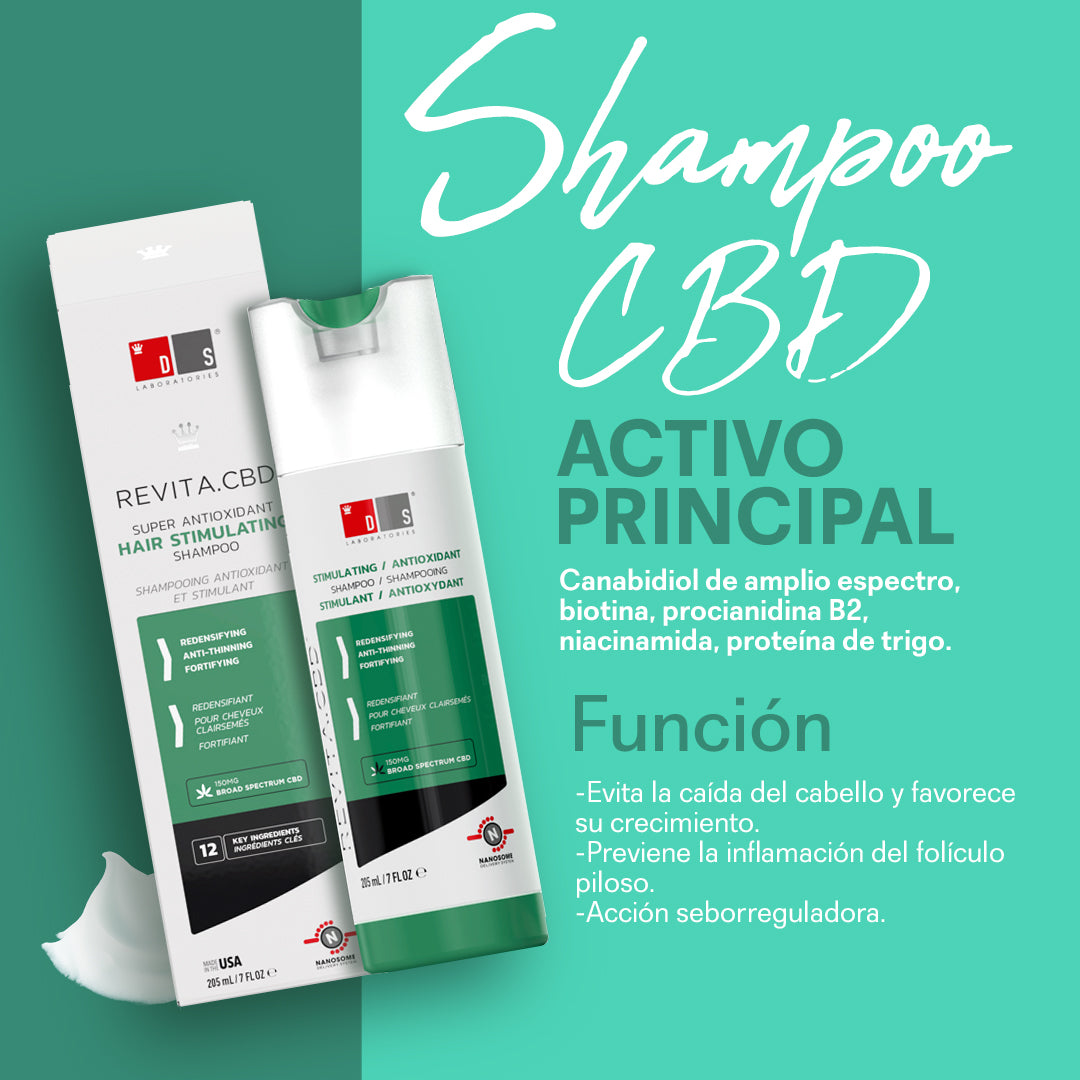 DS LABORATORIES Revita.CBD Champú Antioxidante y Densidad Cabello, 205ml