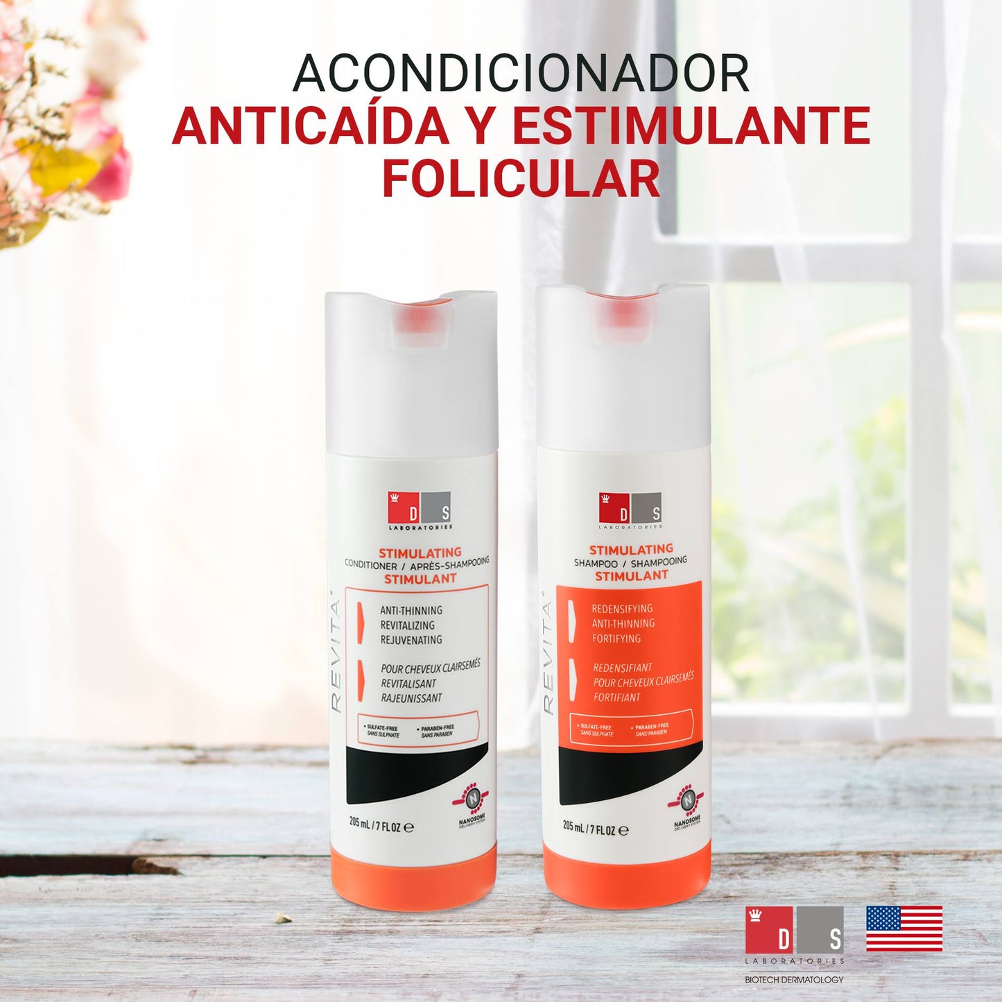 DS LABORATORIES Revita Hair Stimulating Acondicionador Anticaída del Cabello, 205ml