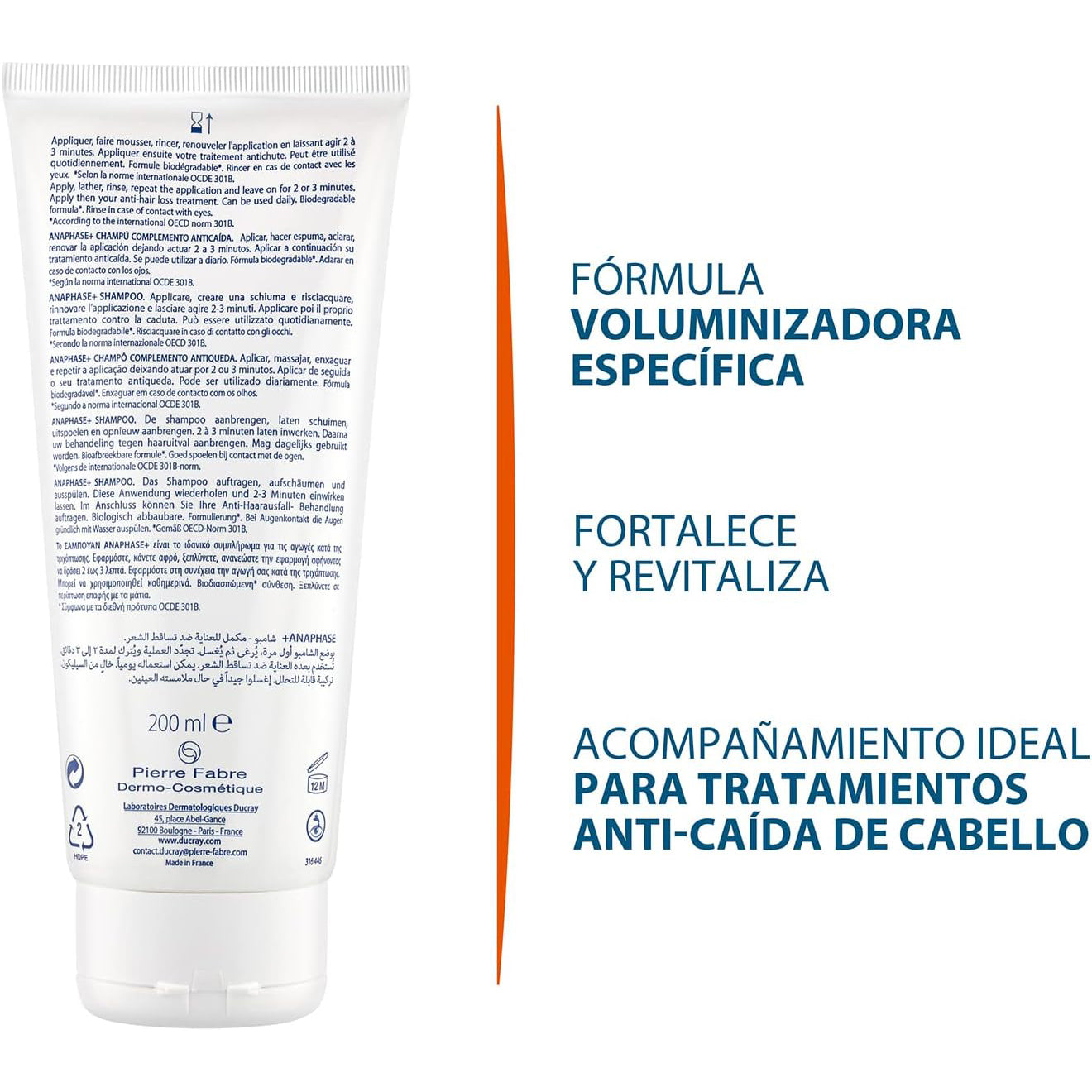 DUCRAY Anaphase+ Shampoo Complemento Anticaída de Cabello, 200ml