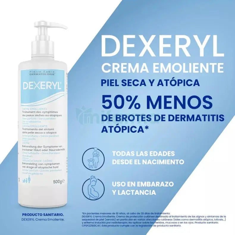 DUCRAY Dexeryl Crema Emoliente para Pieles Secas a muy Secas o Atópicas, 500gr