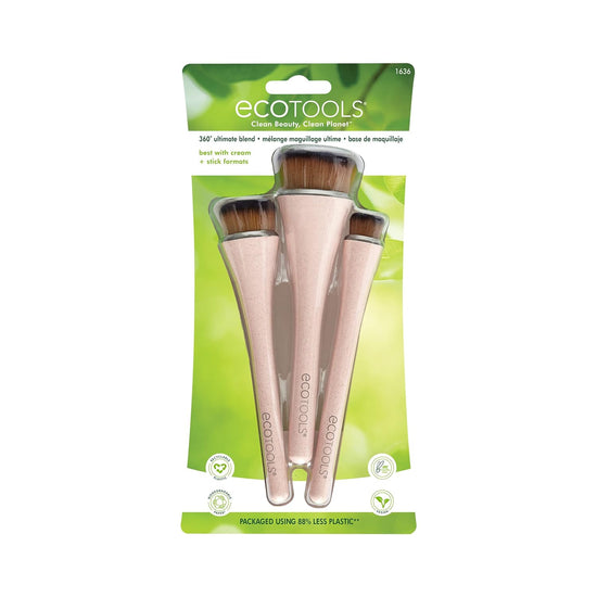 ECOTOOLS 360 Ultimate Blend, Kit de brochas de maquillaje 3 piezas