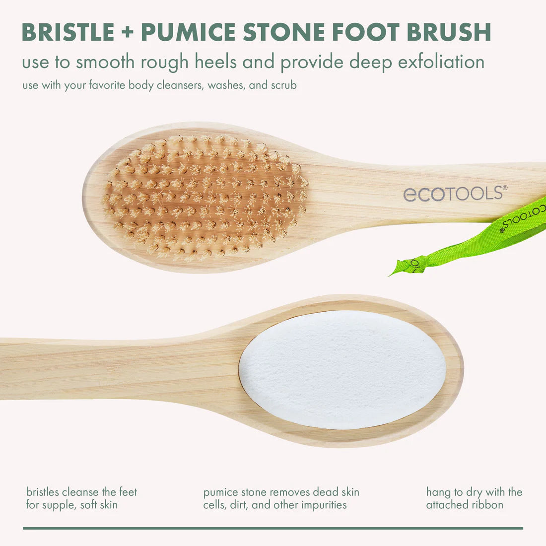 ECOTOOLS Bristle & Pumice Stone Foot Brush, Cepillo y Piedra Pómez