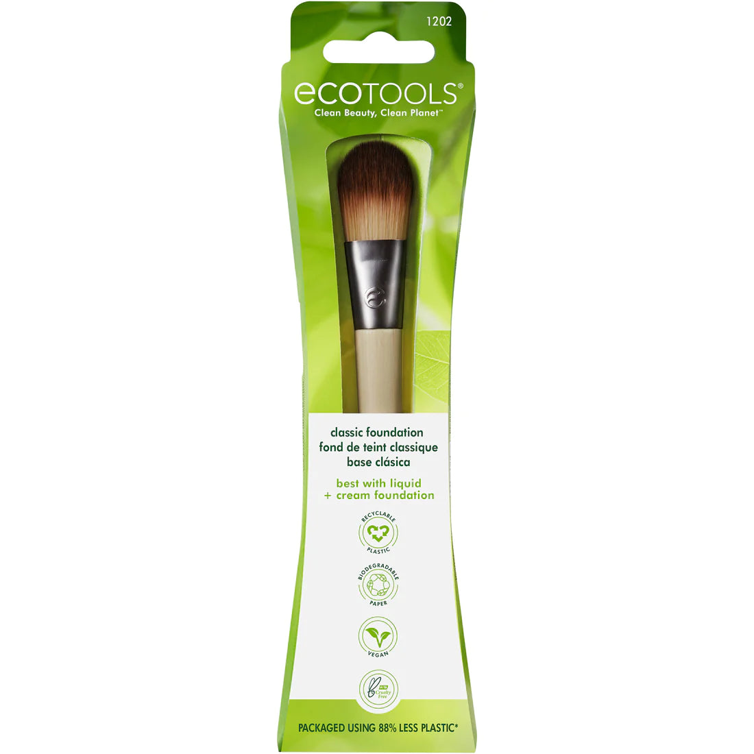 ECOTOOLS Classic Foundation Makeup Brush, Brocha Clásica