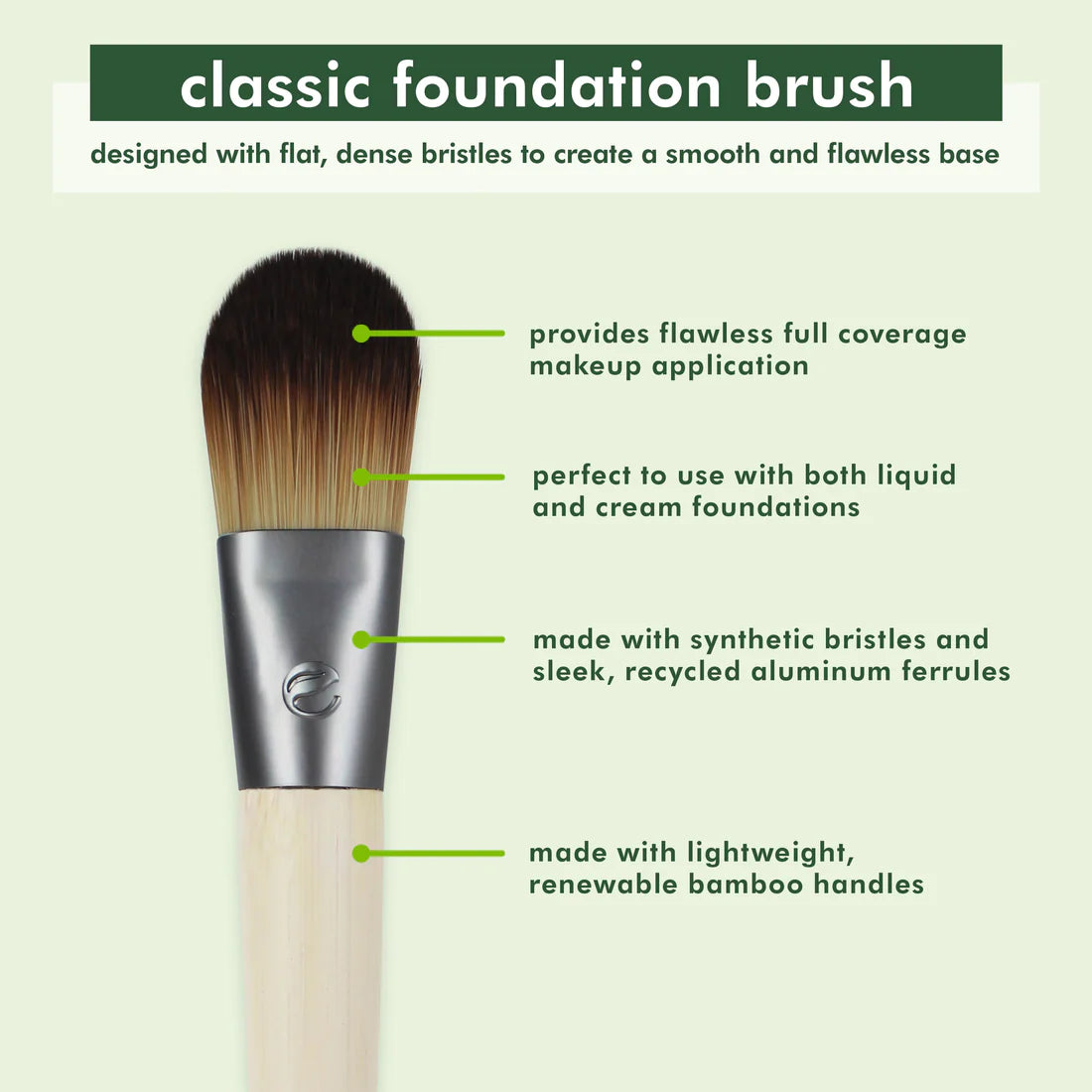 ECOTOOLS Classic Foundation Makeup Brush, Brocha Clásica