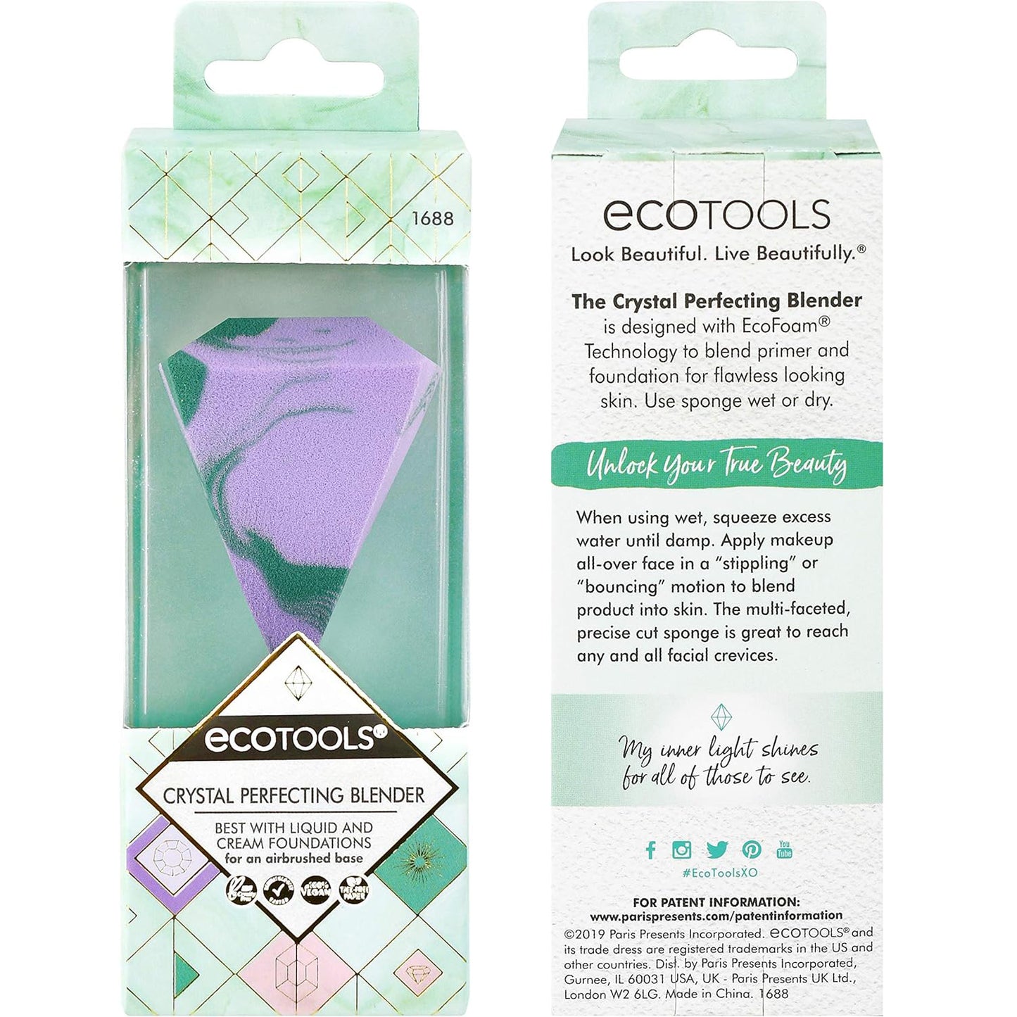 ECOTOOLS Crystal Perfecting Makeup Blender, Esponja de Maquillaje