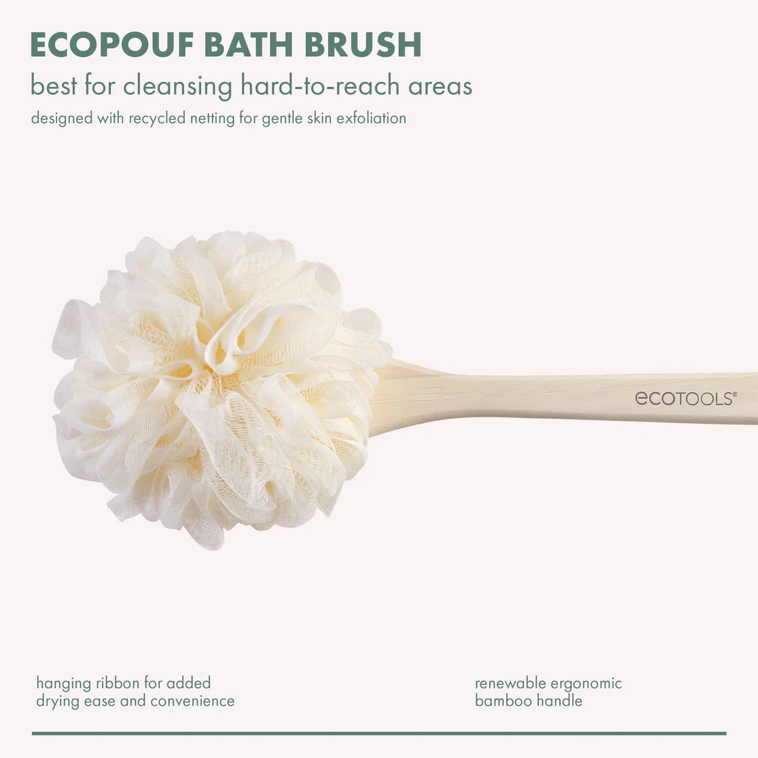 ECOTOOLS EcoPouf® Bath Brush, Cepillo de Baño con Mango Ergonómico