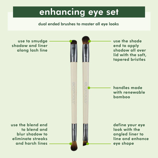 ECOTOOLS Eye Enhancing Duo Makeup Brush Set, Dúo de Brochas
