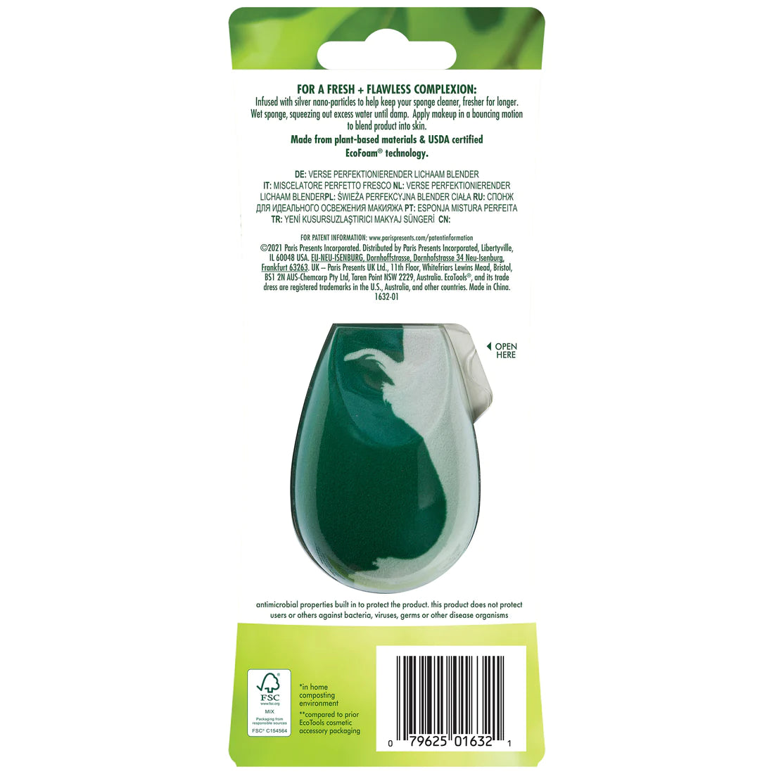 ECOTOOLS Fresh Perfecting Facial Sponge Blender, Esponja Maquillaje