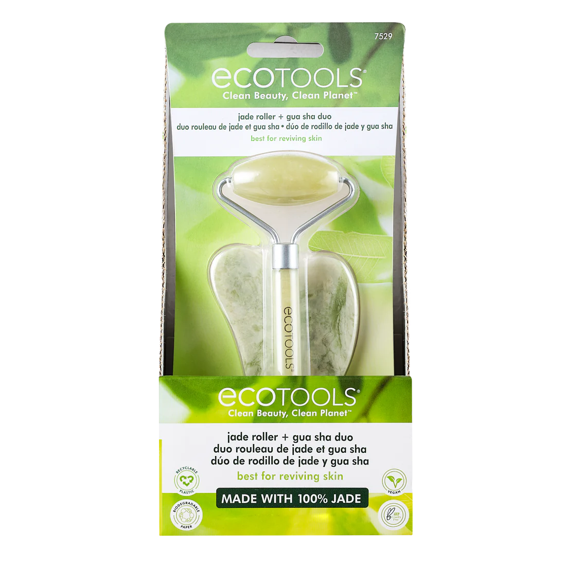 ECOTOOLS Jade Facial Roller and Gua Sha Stone Duo