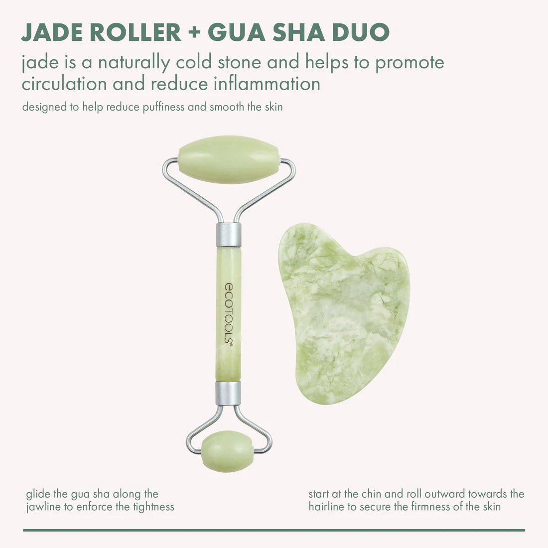 ECOTOOLS Jade Facial Roller and Gua Sha Stone Duo