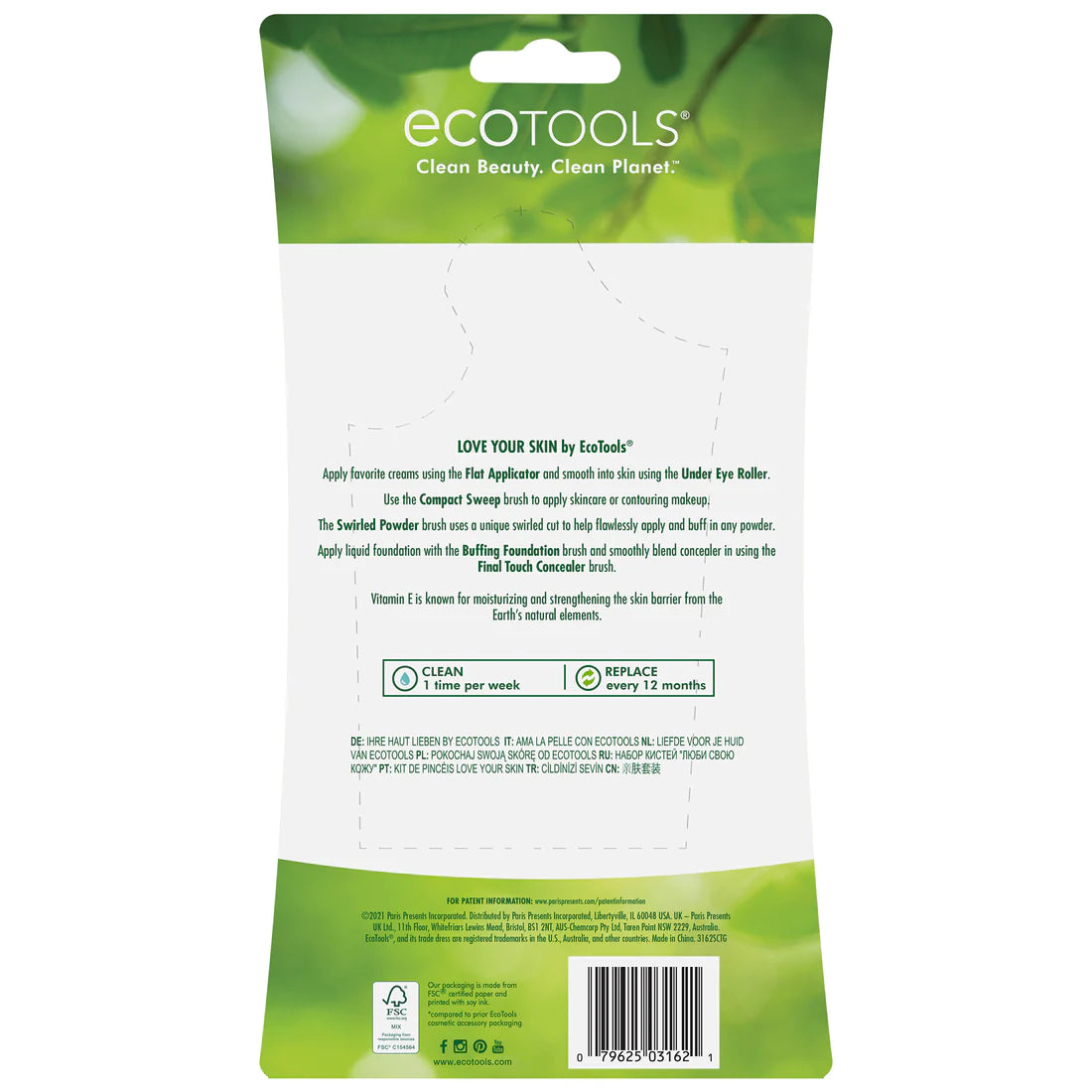 ECOTOOLS Love Your Skin Makeup Brush Kit, Kit de Brochas de Maquillaje