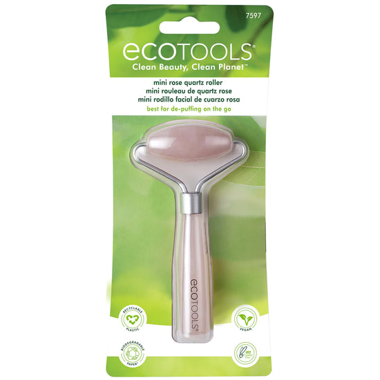 ECOTOOLS Mini Rose Quartz Facial Roller, Mini Rodillo Facial de Cuarzo Rosa