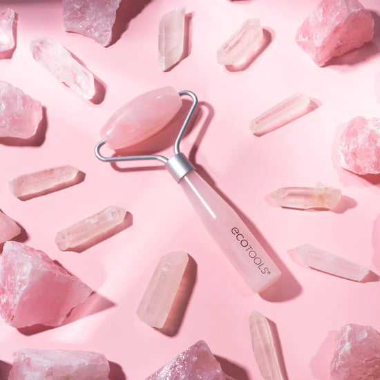 ECOTOOLS Mini Rose Quartz Facial Roller, Mini Rodillo Facial de Cuarzo Rosa