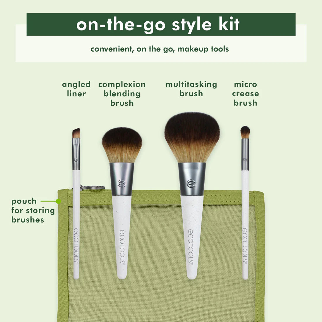 ECOTOOLS On-The-Go Style Makeup Brush Kit, Kit de Brochas de Maquillaje