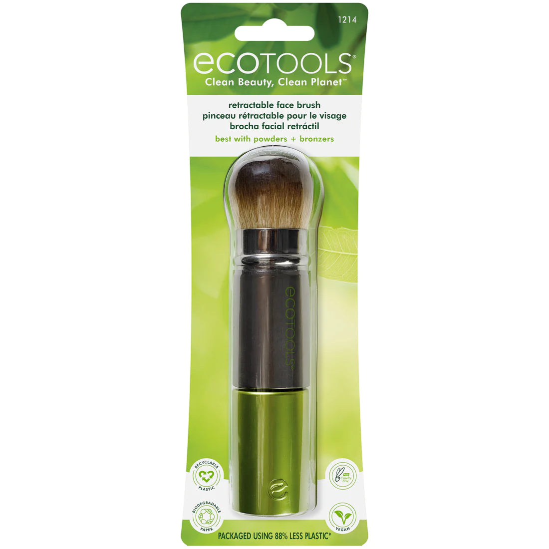 ECOTOOLS Retractable Face Makeup Brush, Brocha de Maquillaje Retráctil