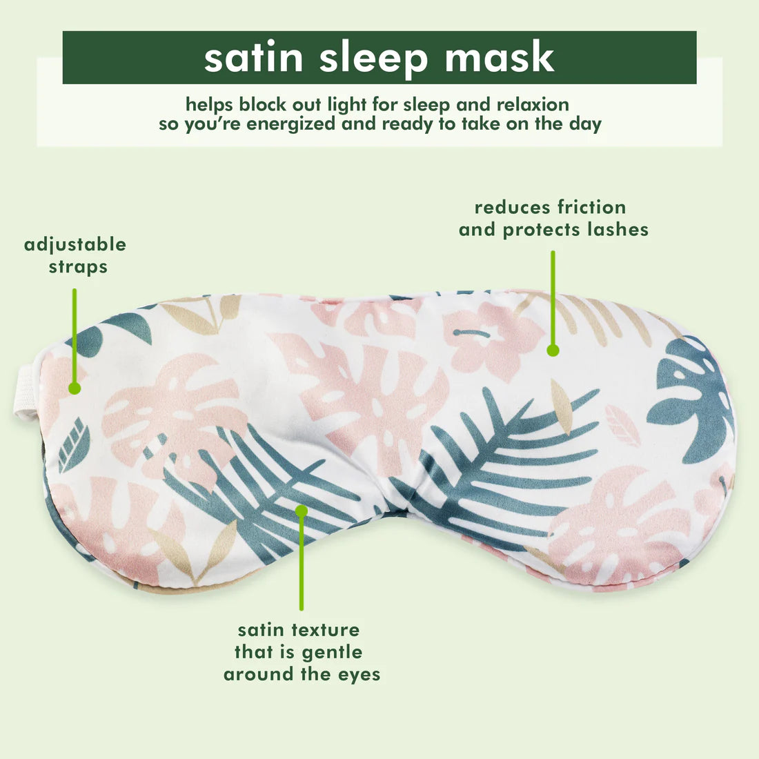 ECOTOOLS Satin Sleep Mask, Antifaz para Dormir de Satín