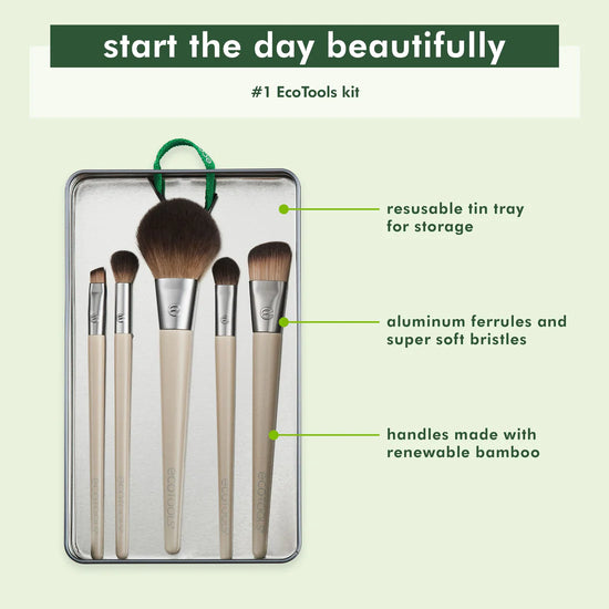 ECOTOOLS Start The Day Beautiful Makeup Brush Kit, Kit de Brochas