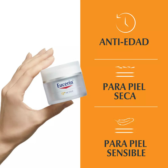 EUCERIN Q10 ACTIVE Crema Facial de Día Antiarrugas para Piel Seca SPF 15, 50ml