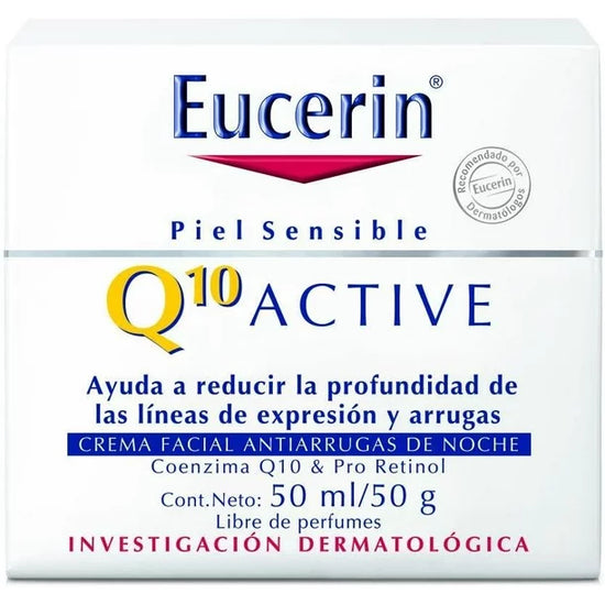 EUCERIN Q10 ACTIVE Crema Facial de Noche Antiarrugas Piel Sensible, 50ml