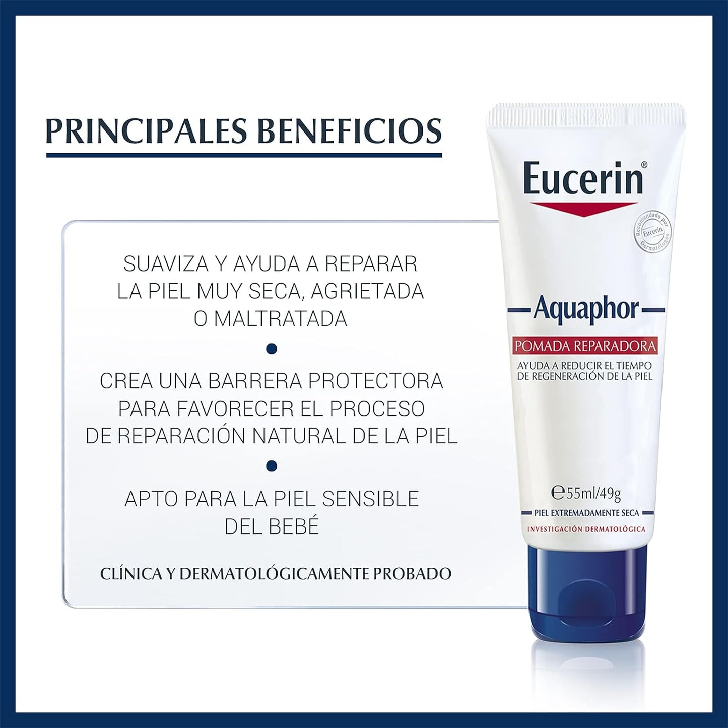 EUCERIN Aquaphor Pomada Reparadora para Piel Seca y Agrietada, Tubo 50ml