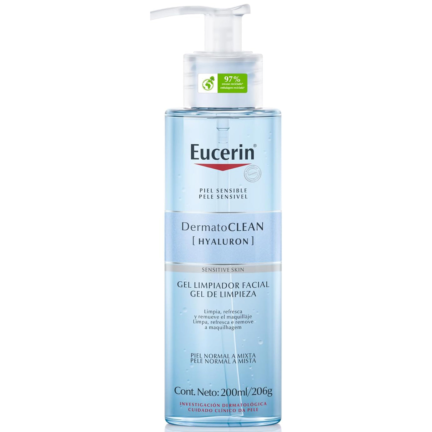 EUCERIN DermatoCLEAN [HYALURON] Gel Limpiador Facial, 200ml