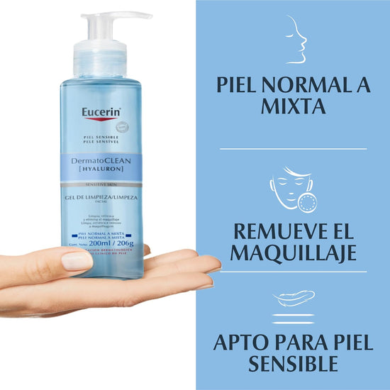 EUCERIN DermatoCLEAN [HYALURON] Gel Limpiador Facial, 200ml