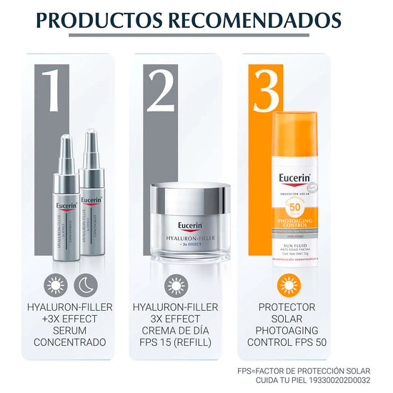 EUCERIN Hyaluron-Filler + 3x Effect Crema Facial de Día Anti-Edad Piel Seca, FPS15