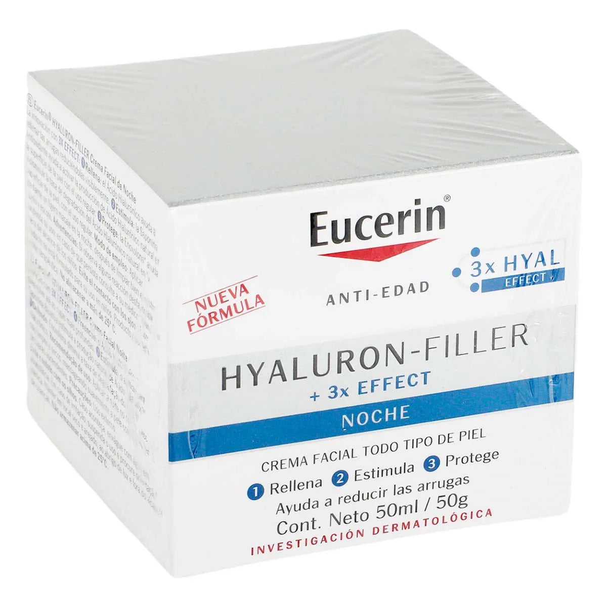 EUCERIN Hyaluron-Filler + 3x Effect Crema Facial de Noche Todo Tipo de Piel, 50ml