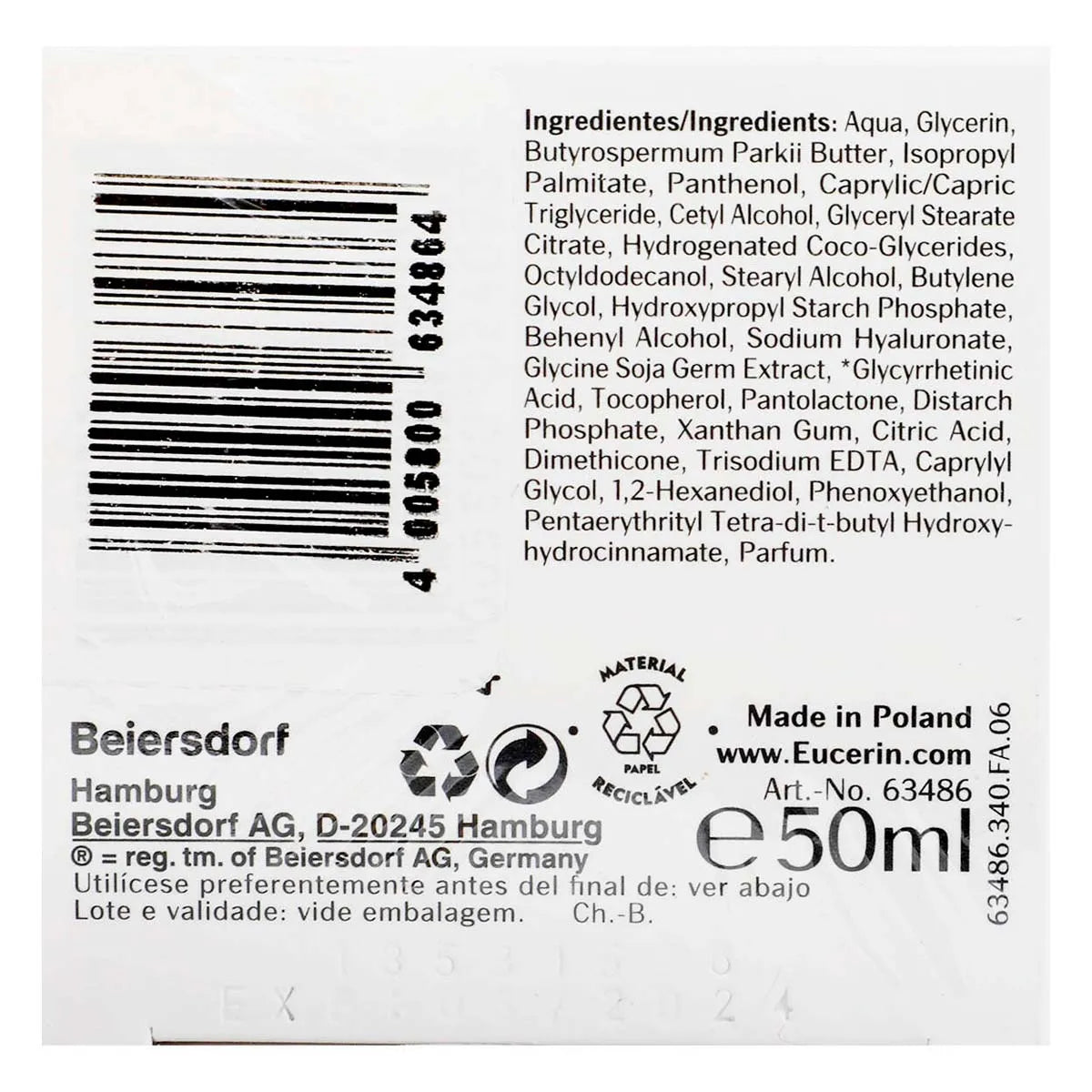 EUCERIN Hyaluron-Filler + 3x Effect Crema Facial de Noche Todo Tipo de Piel, 50ml