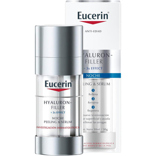 EUCERIN Hyaluron-Filler + 3x Effect Peeling & Serum Facial Noche Anti-Edad, 30ml