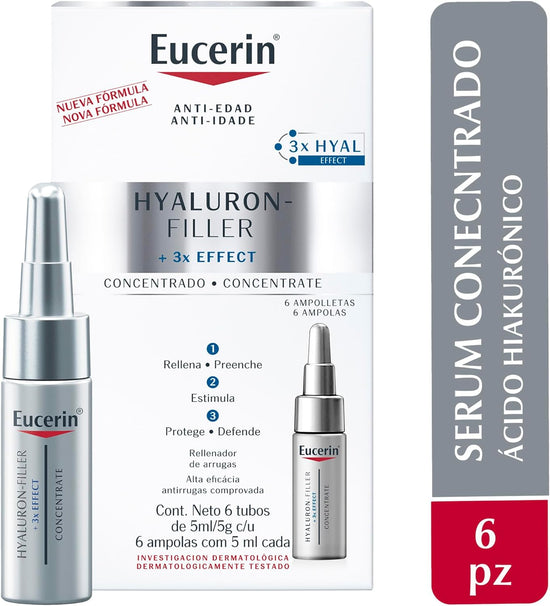 EUCERIN Hyaluron-Filler + 3x Effect Concentrate, Serum Concentrado 6 Tubos 5ml c/u