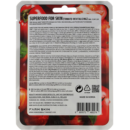 FARM SKIN Superfood For Skin Facial Sheet Mask Tomato Revitalizing