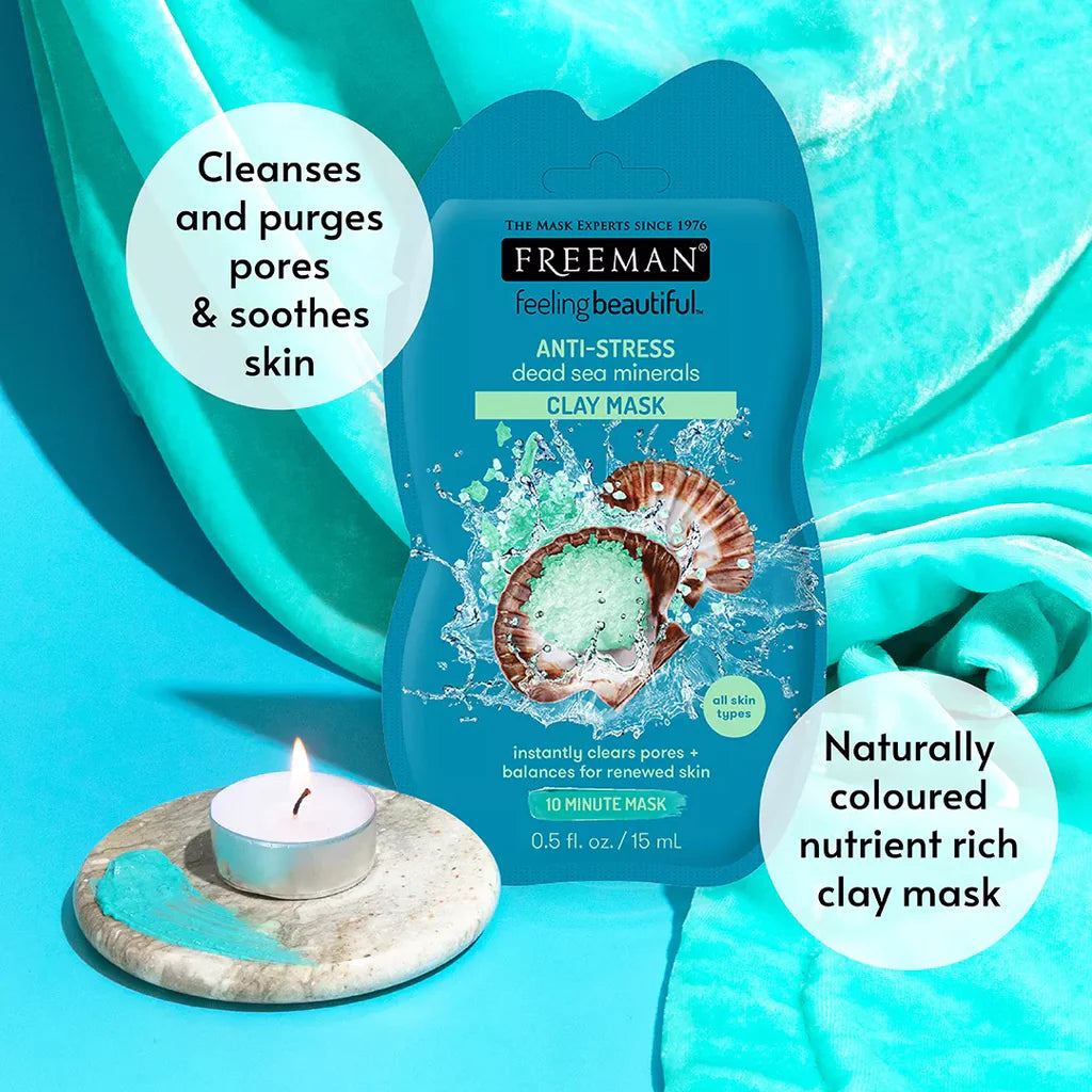 Freeman Blue Mask FREEMAN Sachet Dead Sea Minerals Clay Mask, Mascarilla Antiestrés 15ml ...
