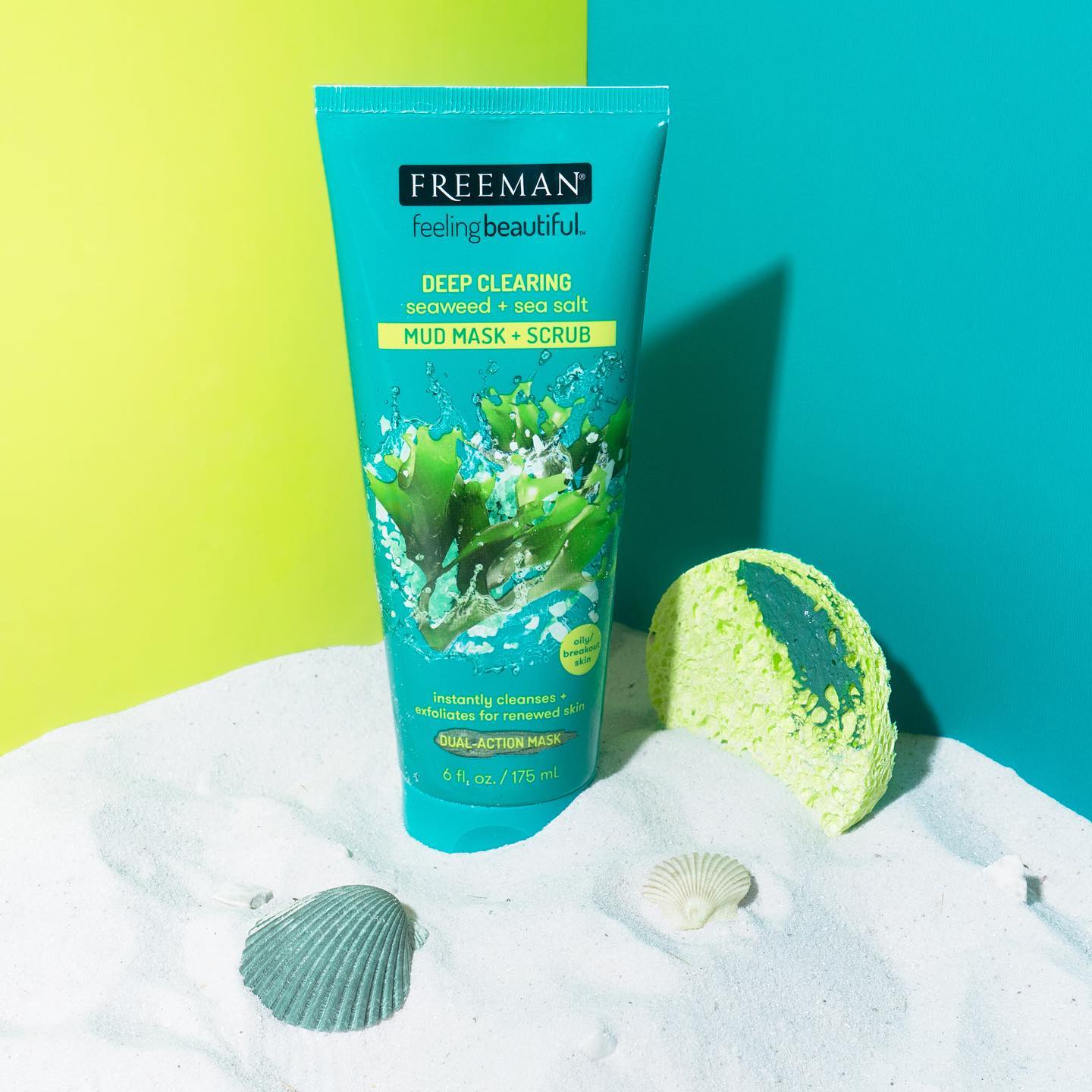 FREEMAN Clearing Seaweed + Sea Salt Mud Mask + Scrub 175ml