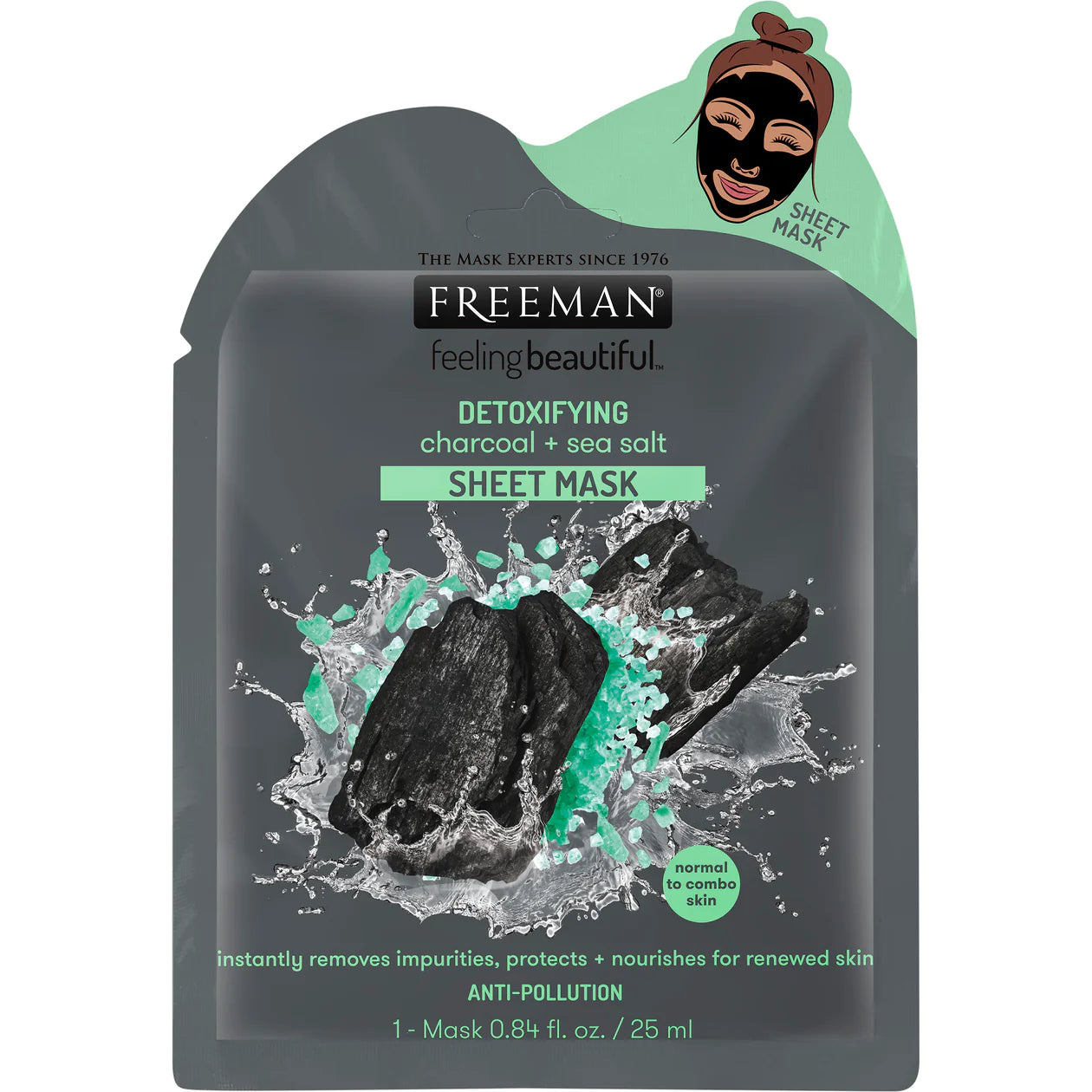 FREEMAN Detoxifying Charcoal + Sea Salt Sheet Mask