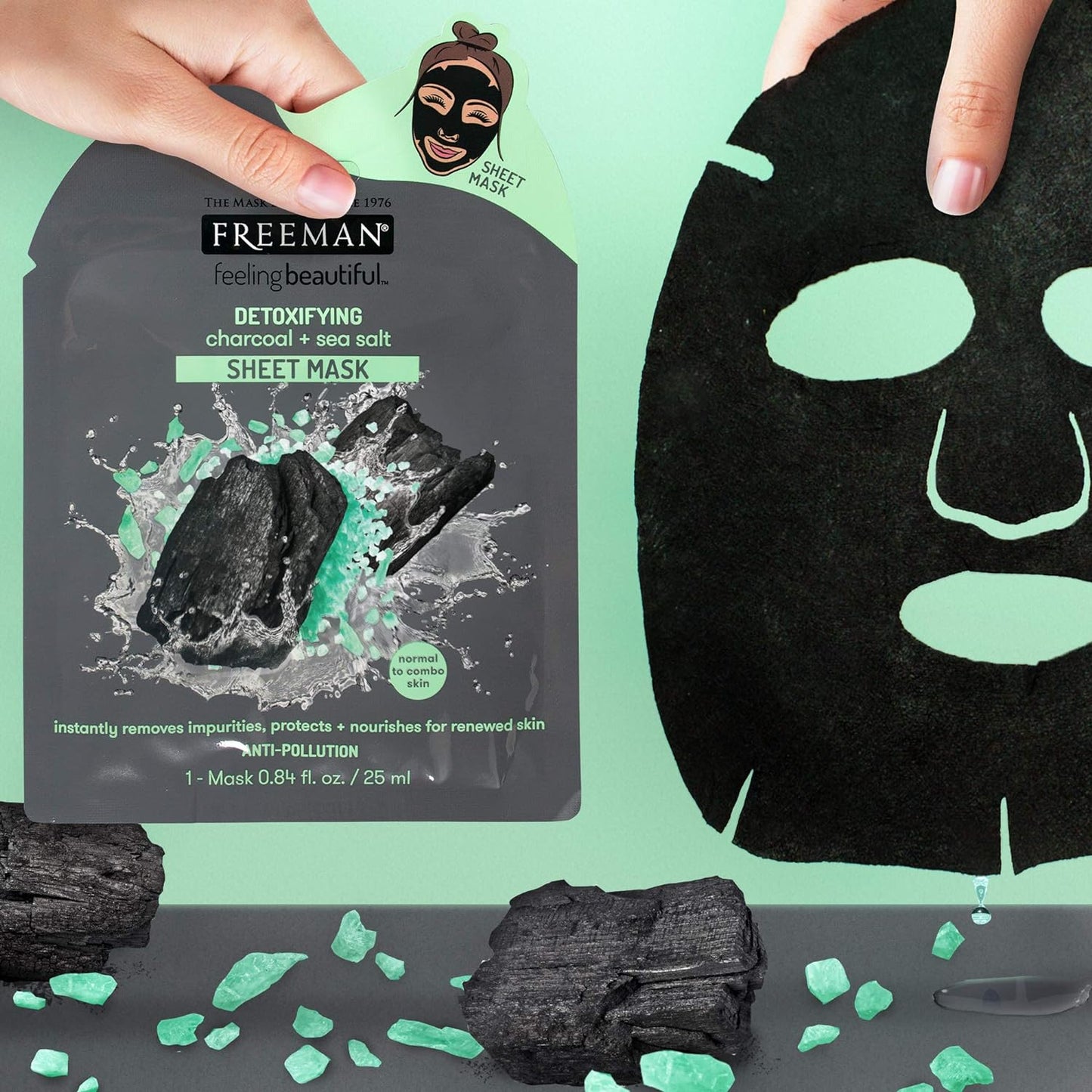 FREEMAN Detoxifying Charcoal + Sea Salt Sheet Mask