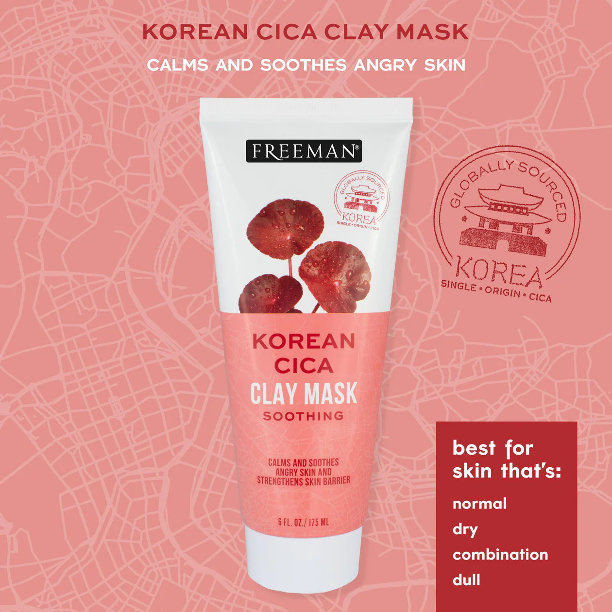 FREEMAN Exotic Blends Soothing Korean Cica Clay Mask 175ml