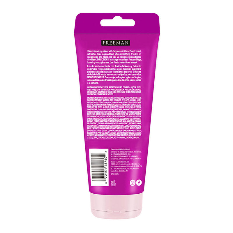 FREEMAN Flirty Feet Hydrating Foot Lotion, Peppermint & Plum 156ml