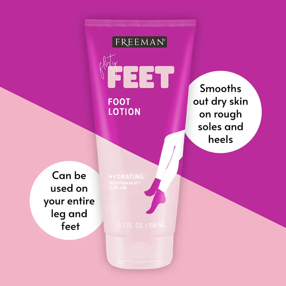 FREEMAN Flirty Feet Hydrating Foot Lotion, Peppermint & Plum 156ml