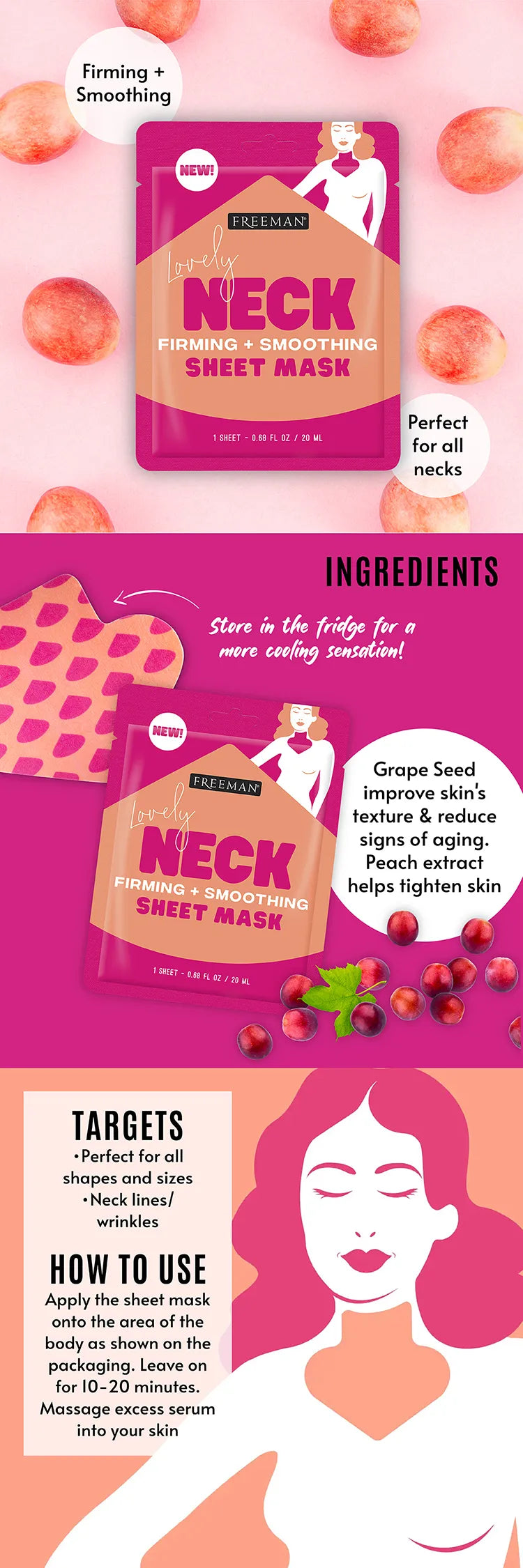 FREEMAN Beauty Lovely Neck Firming & Smoothing Sheet Mask 20ml