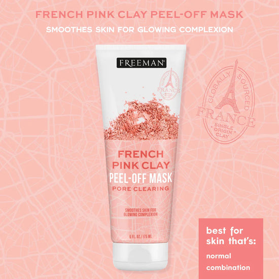 FREEMAN French Pink Clay Peel Off Mask Pore Clearing 175ml